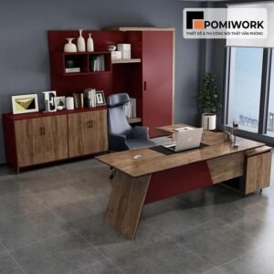 Tủ tài liệu gỗ hiện đại kết hợp kệ trang trí - Mẫu tủ hồ sơ sang trọng cho văn phòng