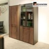 Tủ tài liệu gỗ kết hợp kính - Tủ hồ sơ gỗ hiện đại, sang trọng cho văn phòng