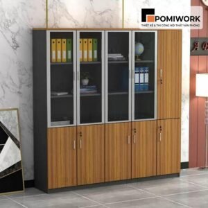Tủ tài liệu gỗ kính hiện đại 4 cánh - Lựa chọn tủ hồ sơ văn phòng sang trọng