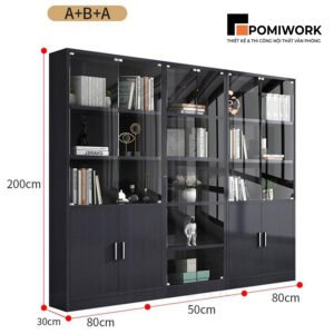 Tủ tài liệu gỗ kính hiện đại nhiều ngăn - Mẫu tủ hồ sơ đẹp cho văn phòng
