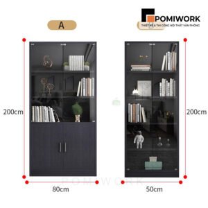 Tủ tài liệu gỗ kính hiện đại nhiều ngăn - Mẫu tủ hồ sơ đẹp cho văn phòng