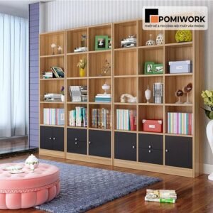 Tủ tài liệu gỗ nhiều ngăn kiểu ô vuông - Mẫu tủ hồ sơ hiện đại, tiện dụng