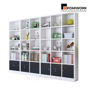 Tủ tài liệu gỗ nhiều ngăn kiểu ô vuông - Mẫu tủ hồ sơ hiện đại, tiện dụng