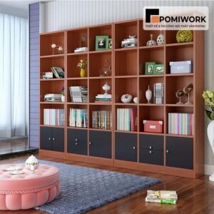 Tủ tài liệu gỗ nhiều ngăn kiểu ô vuông - Mẫu tủ hồ sơ hiện đại, tiện dụng