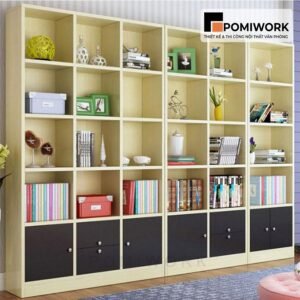 Tủ tài liệu gỗ nhiều ngăn kiểu ô vuông - Mẫu tủ hồ sơ hiện đại, tiện dụng