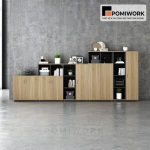 Tủ tài liệu gỗ thiết kế bậc thang - Tủ hồ sơ gỗ sang trọng, tiện nghi