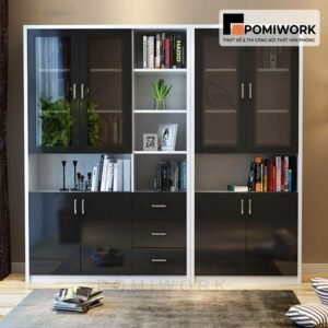 Tủ tài liệu kính kết hợp ngăn kéo - Tủ hồ sơ bền đẹp, sang trọng