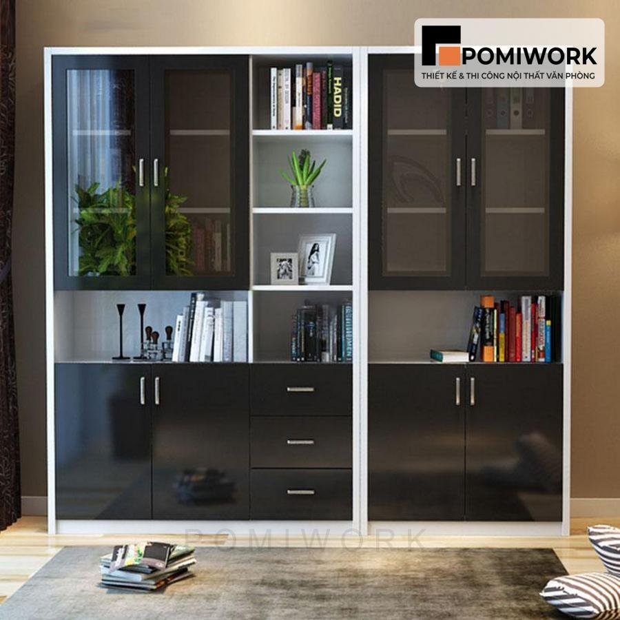 tu tai lieu kinh ket hop ngan keo tu ho so ben dep sang trong Tủ tài liệu kính kết hợp ngăn kéo - Tủ hồ sơ bền đẹp, sang trọng
