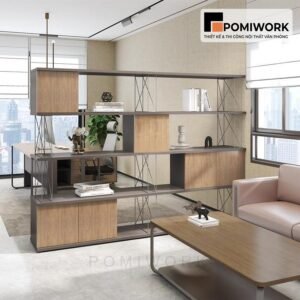 Tủ tài liệu trang trí kết hợp gỗ sắt - Tủ hồ sơ đẹp, tiện dụng