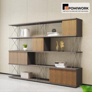 Tủ tài liệu trang trí kết hợp gỗ sắt - Tủ hồ sơ đẹp, tiện dụng