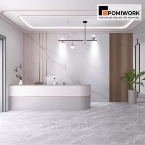 Vách ốp tường cao cấp - Thiết kế sang trọng cho quầy lễ tân văn phòng