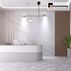 Vách ốp tường cao cấp - Thiết kế sang trọng cho quầy lễ tân văn phòng