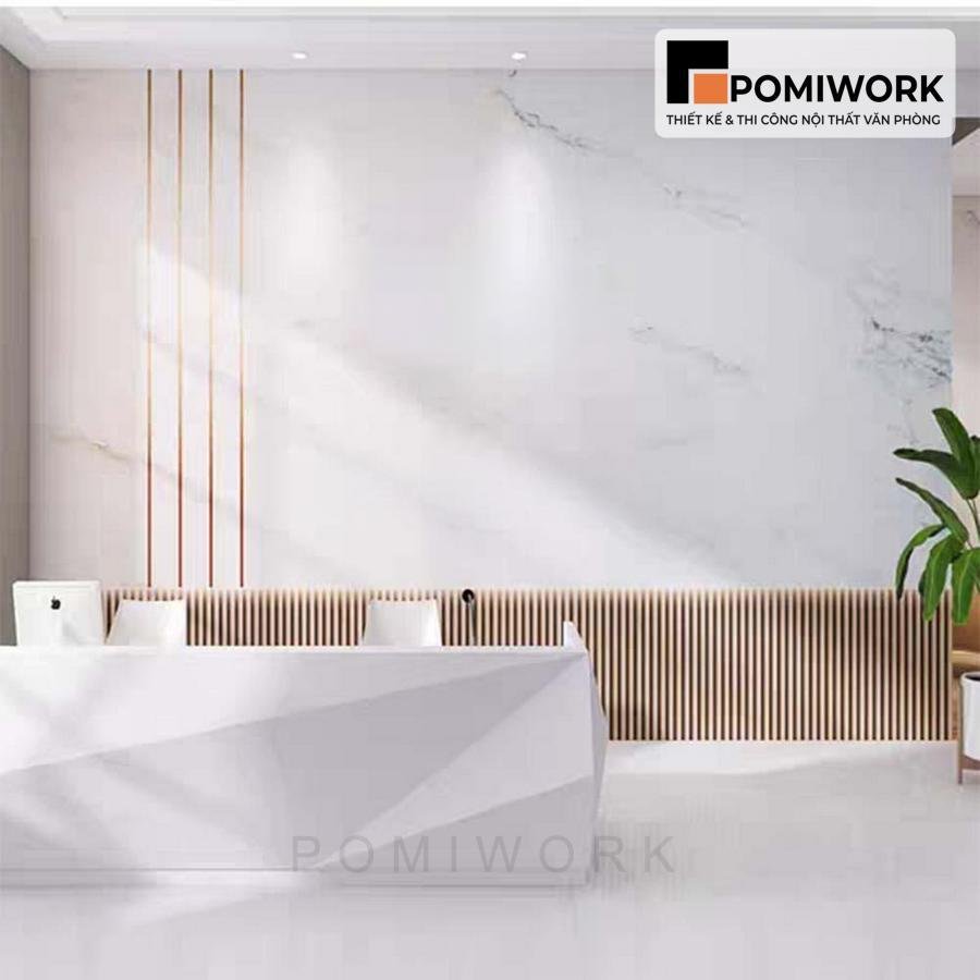 vach op tuong cao cap Vách ốp tường cao cấp - Thiết kế sang trọng cho quầy lễ tân văn phòng