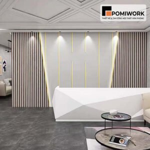 Vách ốp tường văn phòng – Thiết kế sang trọng cho quầy lễ tân hiện đại