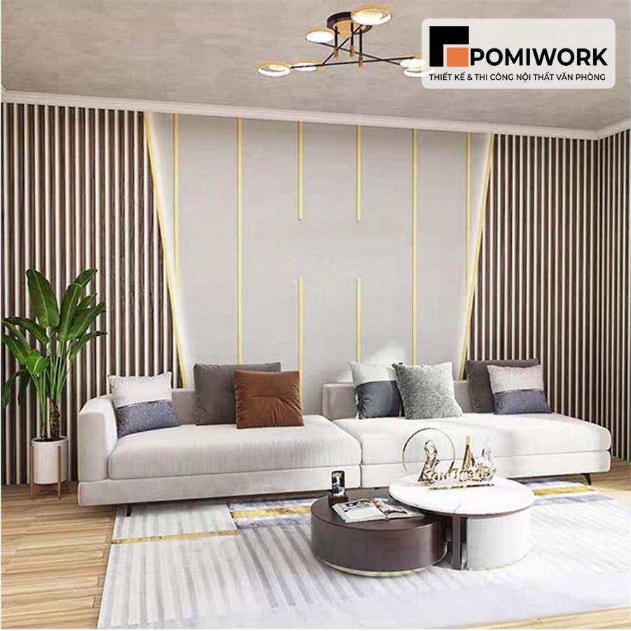 vach op tuong van phong Vách ốp tường văn phòng – Thiết kế sang trọng cho quầy lễ tân hiện đại